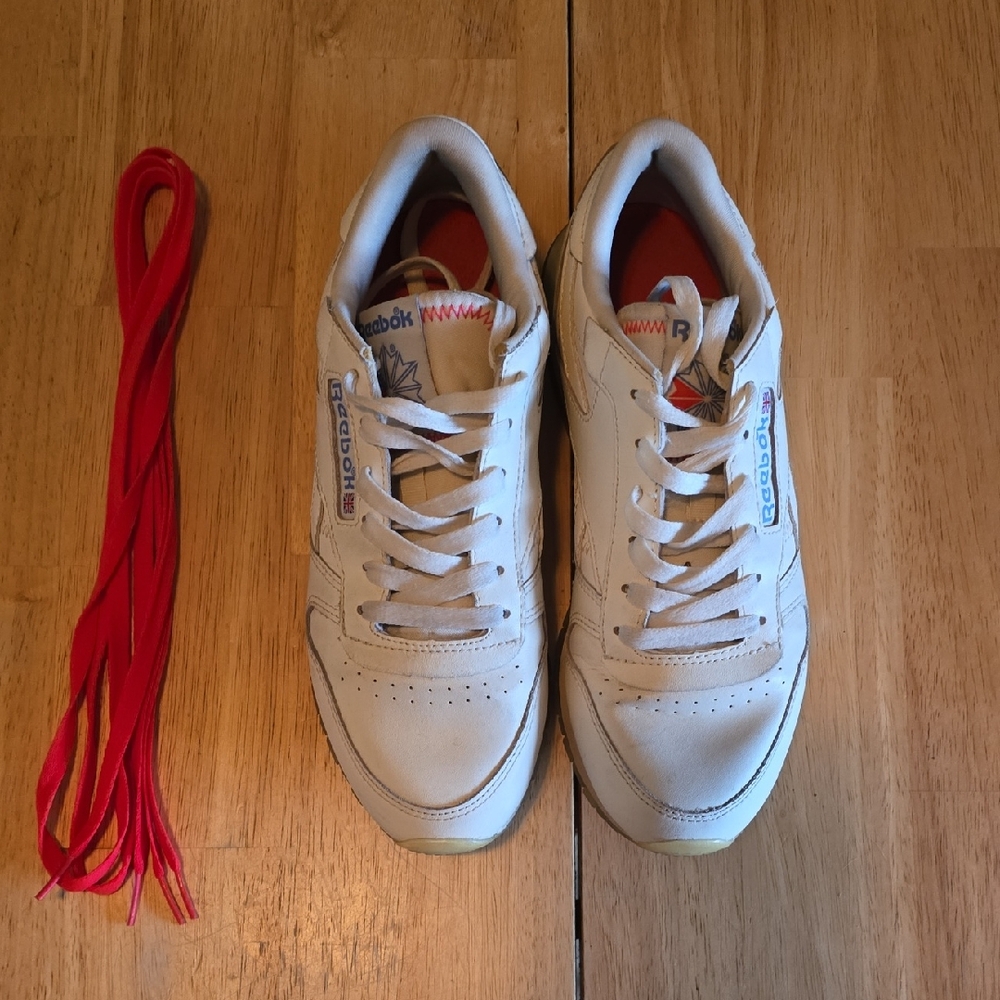 Reebok Kids White Sneakers with Extra Red Laces